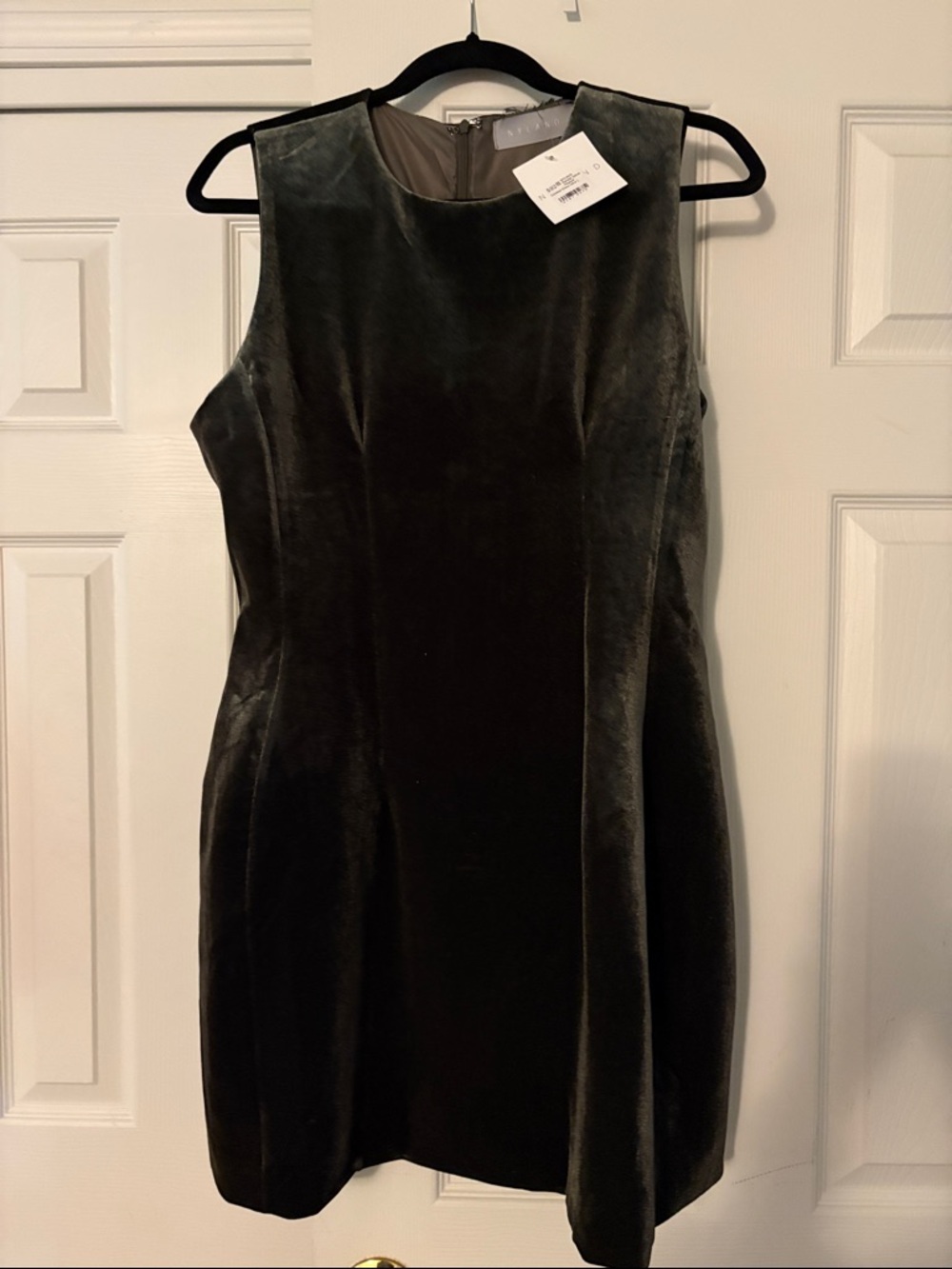 Sleeveless Velvet Mini Dress in Green